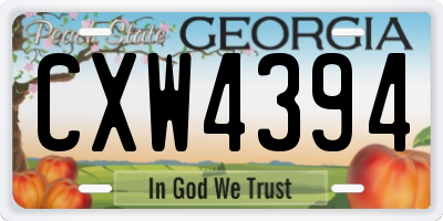 GA license plate CXW4394