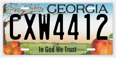 GA license plate CXW4412