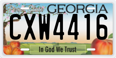 GA license plate CXW4416