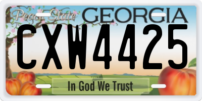 GA license plate CXW4425