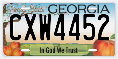 GA license plate CXW4452
