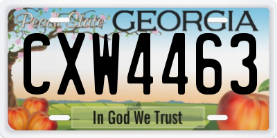 GA license plate CXW4463