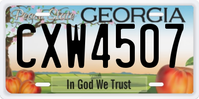 GA license plate CXW4507