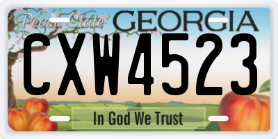 GA license plate CXW4523