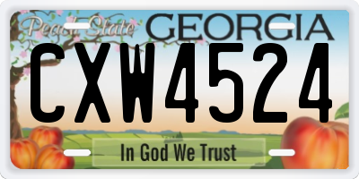 GA license plate CXW4524