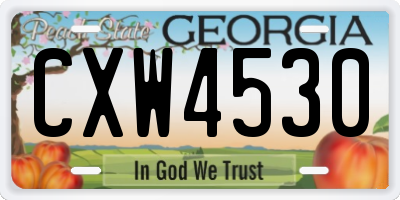 GA license plate CXW4530