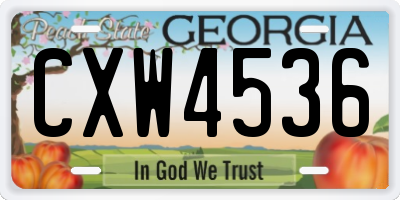 GA license plate CXW4536