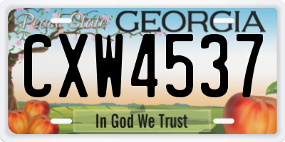 GA license plate CXW4537