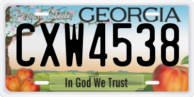 GA license plate CXW4538