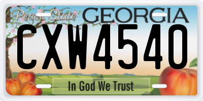 GA license plate CXW4540
