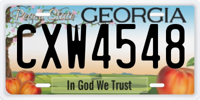 GA license plate CXW4548