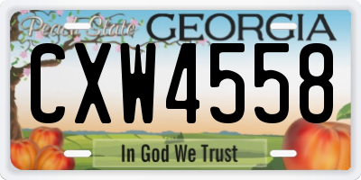 GA license plate CXW4558