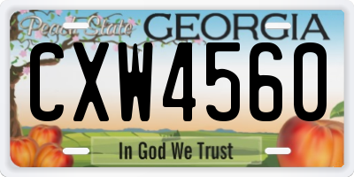 GA license plate CXW4560