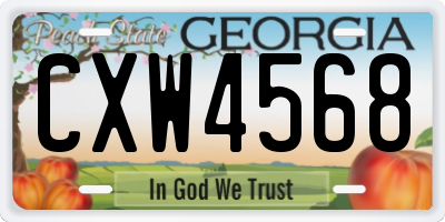 GA license plate CXW4568