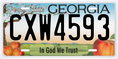GA license plate CXW4593