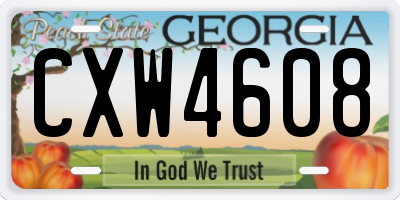 GA license plate CXW4608