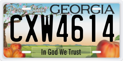 GA license plate CXW4614