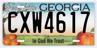 GA license plate CXW4617