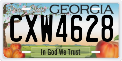 GA license plate CXW4628