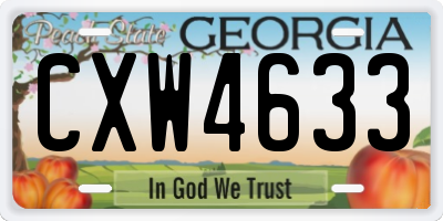 GA license plate CXW4633