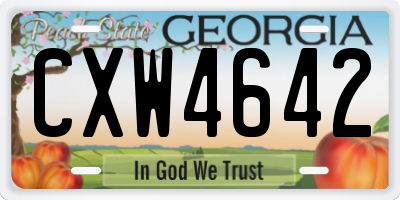 GA license plate CXW4642