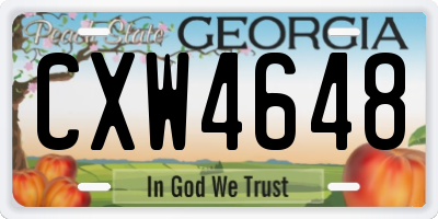 GA license plate CXW4648