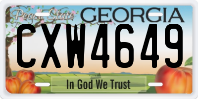 GA license plate CXW4649
