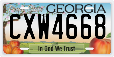 GA license plate CXW4668