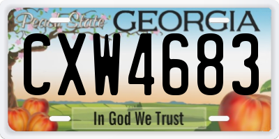 GA license plate CXW4683