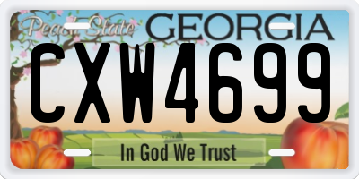 GA license plate CXW4699