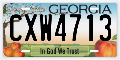 GA license plate CXW4713