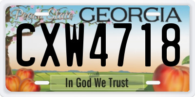GA license plate CXW4718