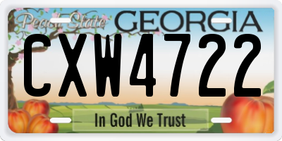 GA license plate CXW4722