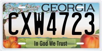 GA license plate CXW4723
