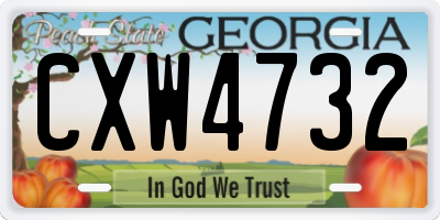 GA license plate CXW4732