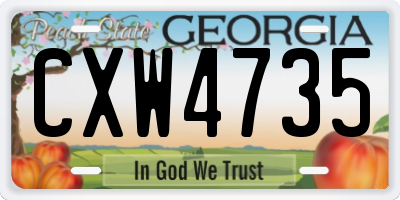 GA license plate CXW4735