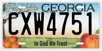 GA license plate CXW4751
