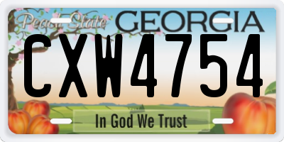 GA license plate CXW4754