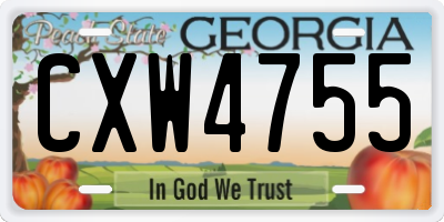 GA license plate CXW4755