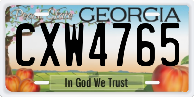 GA license plate CXW4765