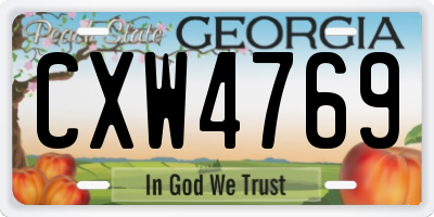 GA license plate CXW4769