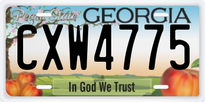 GA license plate CXW4775