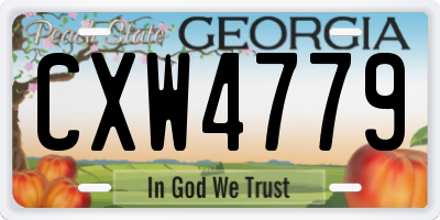 GA license plate CXW4779