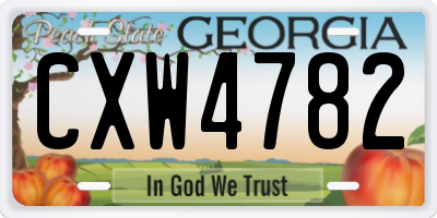 GA license plate CXW4782
