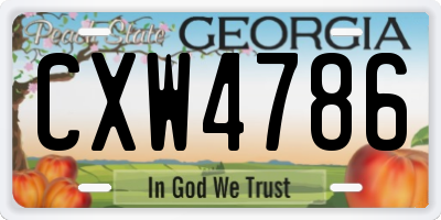 GA license plate CXW4786
