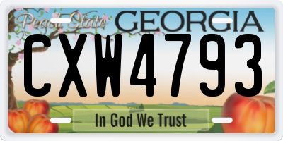 GA license plate CXW4793