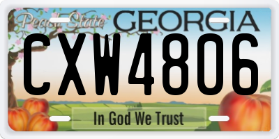 GA license plate CXW4806