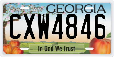 GA license plate CXW4846