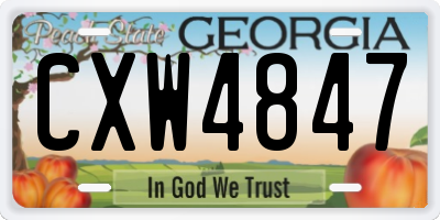 GA license plate CXW4847