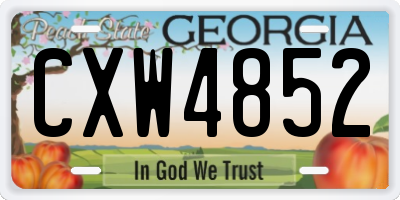 GA license plate CXW4852